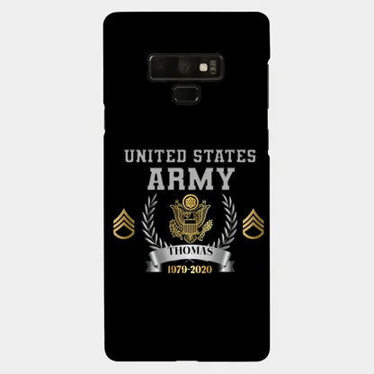 Personalized US Army Rank Camo Custom Name & Time Phonecase Printed