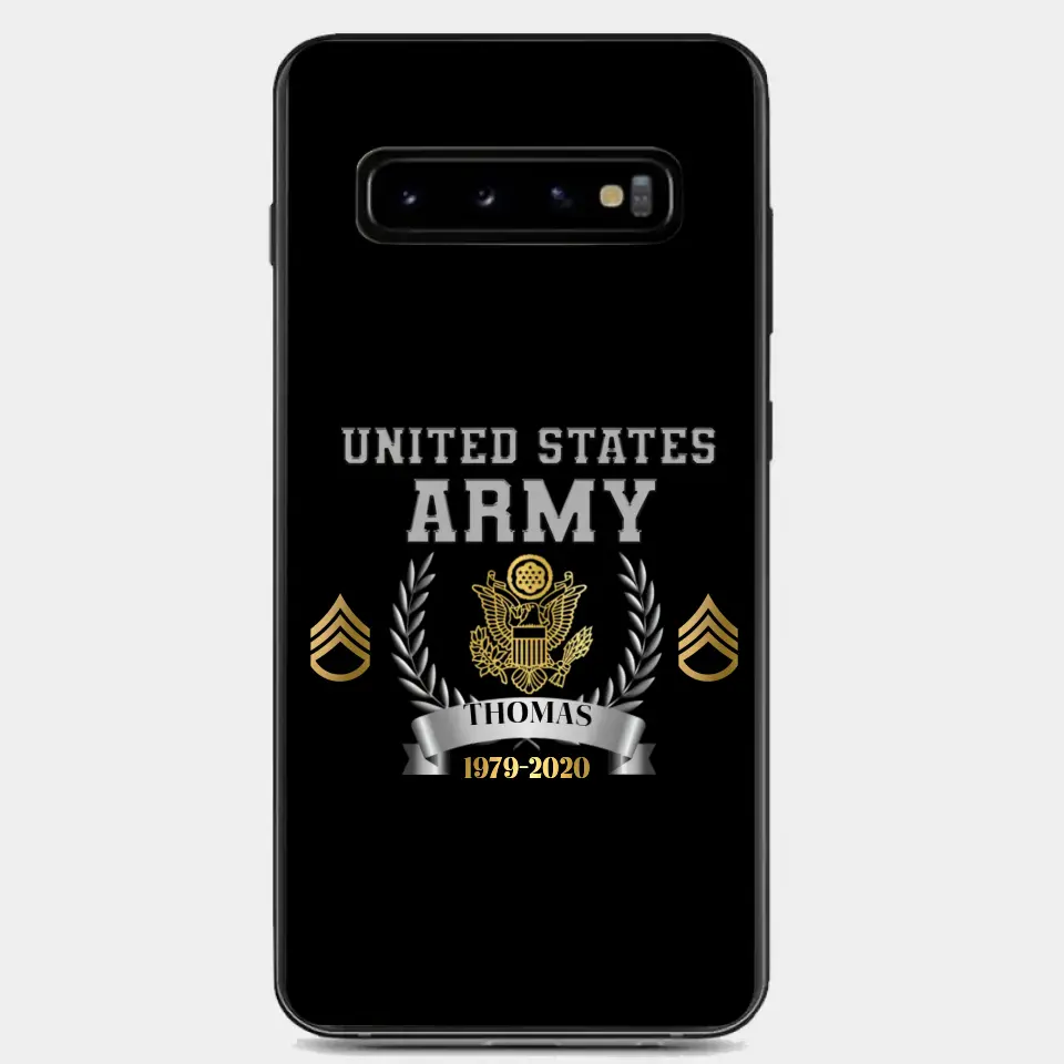 Personalized US Army Rank Camo Custom Name & Time Phonecase Printed