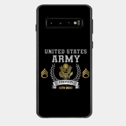 Personalized US Army Rank Camo Custom Name & Time Phonecase Printed