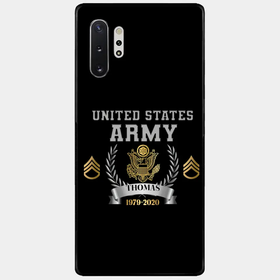 Personalized US Army Rank Camo Custom Name & Time Phonecase Printed
