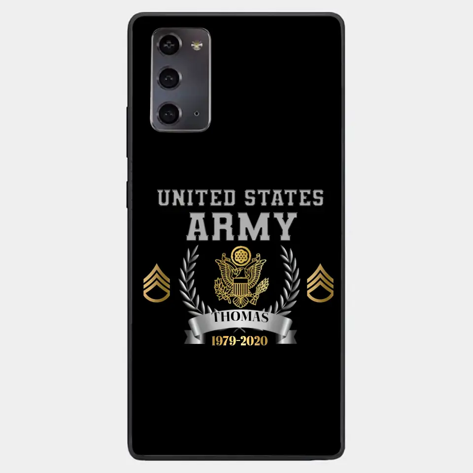 Personalized US Army Rank Camo Custom Name & Time Phonecase Printed