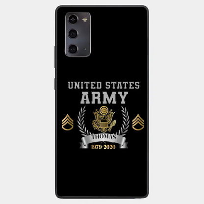Personalized US Army Rank Camo Custom Name & Time Phonecase Printed