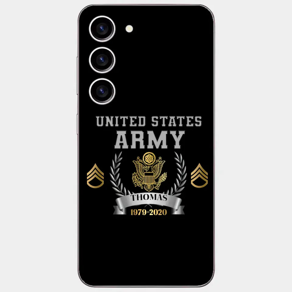 Personalized US Army Rank Camo Custom Name & Time Phonecase Printed