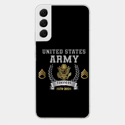 Personalized US Army Rank Camo Custom Name & Time Phonecase Printed