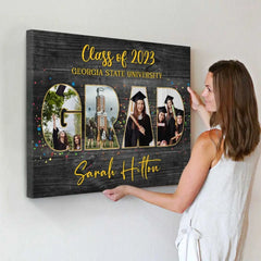 Grad Photo Collage Canvas Personnalisé, Cadeau de Grad, Cadeaux de Graduation Uniques Pour Elle Pour Lui, Classe De 2024