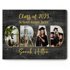 Grad Photo Collage Canvas Personnalisé, Cadeau de Grad, Cadeaux de Graduation Uniques Pour Elle Pour Lui, Classe De 2024