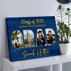 Grad Photo Collage Canvas Personnalisé, Cadeau de Grad, Cadeaux de Graduation Uniques Pour Elle Pour Lui, Classe De 2024