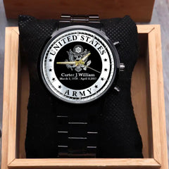 Personalized United States Army Logo Custom Name & Time Watch Printed