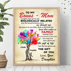 Custom Personalized To My Bonus Mom Vertical Canvas - Upto 5 Kids - Mother's Day Gift Idea To Mom - Life Has Given Me The Gift Of You