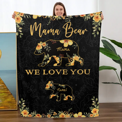 Couverture personnalisée Mama Bear avec noms, cadeaux personnalisés pour la fête des mères, cadeaux maman, couverture pour maman, meilleurs cadeaux d’anniversaire pour maman 