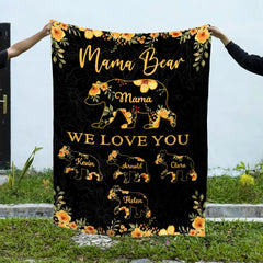 Mama Bear Custom Blanket With Names, Personalised Gifts For Mothers Day, Mama Gifts, Blanket For Mom, Best Birthday Gifts For Mom