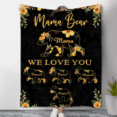 Couverture personnalisée Mama Bear avec noms, cadeaux personnalisés pour la fête des mères, cadeaux maman, couverture pour maman, meilleurs cadeaux d’anniversaire pour maman 