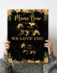 Mama Bear Toile personnalisée avec noms, cadeaux personnalisés pour la fête des mères, cadeaux maman, Canva pour maman, meilleurs cadeaux d’anniversaire pour maman