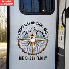 Always Take The Scenic Route - Personalized Decal, Gift For Camping Lover