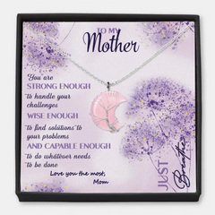 À ma mère - Collier personnalisé de carte de message de charme de lune personnalisé - Cadeau de fête des mères pour maman