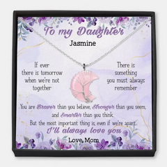 To My Daughter or To My Granddaughter - Personalized Custom Moon Charm Message Card Necklace - to Daughter's Gift