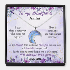 To My Daughter or To My Granddaughter - Personalized Custom Moon Charm Message Card Necklace - to Daughter's Gift