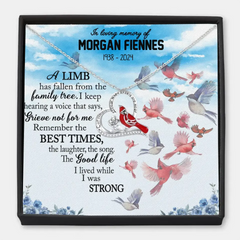 In Loving Memory Of - Personalized Custom Cardinal Message Card Necklace - Memorial Gift For Family Members