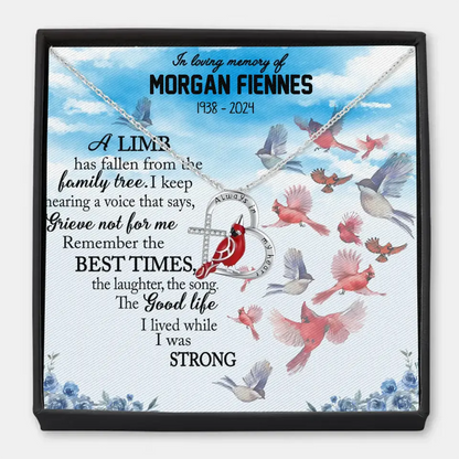 In Loving Memory Of - Personalized Custom Cardinal Message Card Necklace - Memorial Gift For Family Members