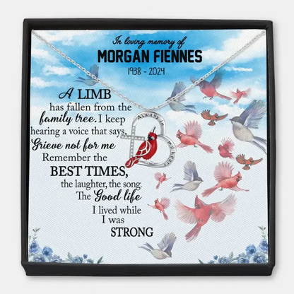 In Loving Memory Of - Personalized Custom Cardinal Message Card Necklace - Memorial Gift For Family Members