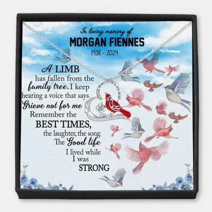In Loving Memory Of - Personalized Custom Cardinal Message Card Necklace - Memorial Gift For Family Members