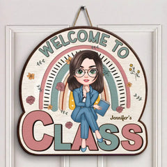 Bienvenue dans ma classe Floral - Panneau de porte personnalisé personnalisé - Cadeau de la journée de l’enseignant pour l’enseignant