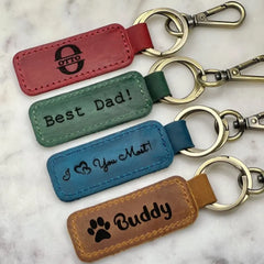 Personalized Leather Keychain Custom Leather Keychain Monogrammed Leather Keychain Best Personalized Gift