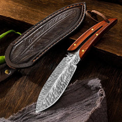 Outdoor Damascus Pattern Compact Straight Knife , Camping Self-Defense Tactical Multitool