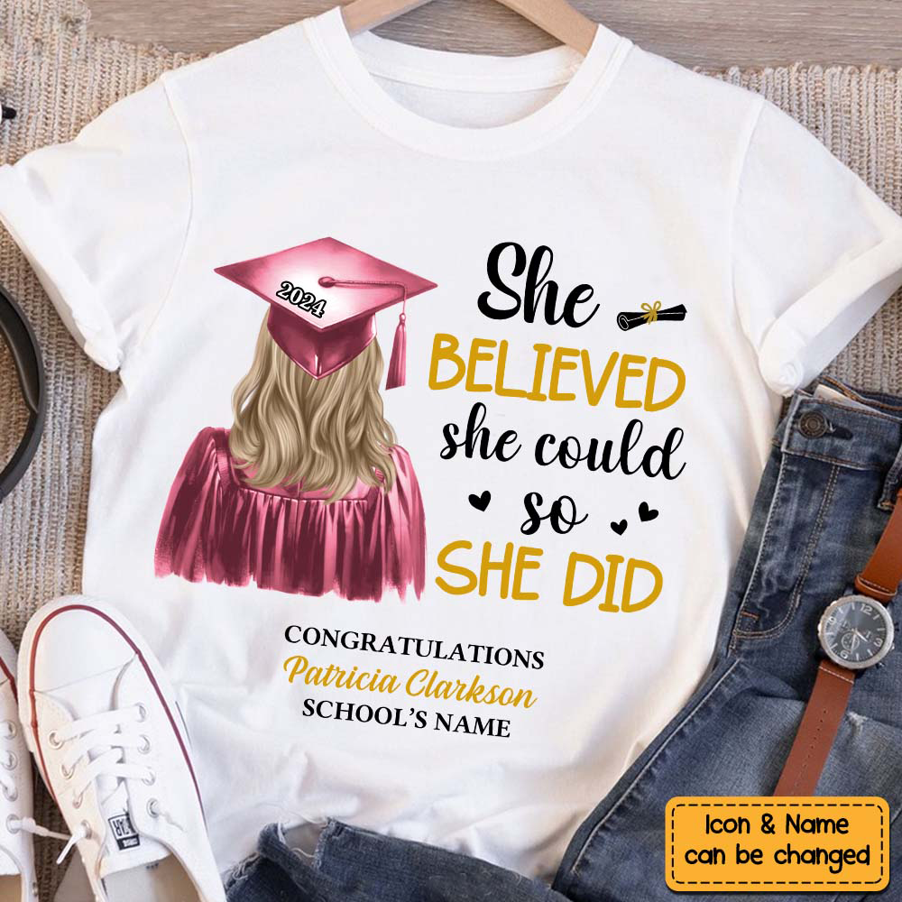 Personalized Gift For Daughter She Did It Graduation Shirt - Hoodie - Sweatshirt