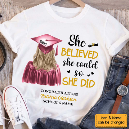 Personalized Gift For Daughter She Did It Graduation Shirt - Hoodie - Sweatshirt