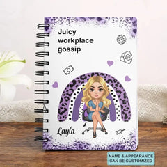 Juicy Workplace Gossip - Journal en spirale personnalisé personnalisé - Cadeau d’anniversaire pour le personnel de bureau, collègue