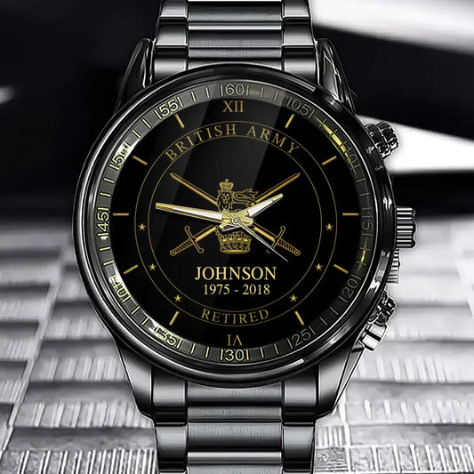 Personalized British Army Logo Custom Name & Time Watch Printed