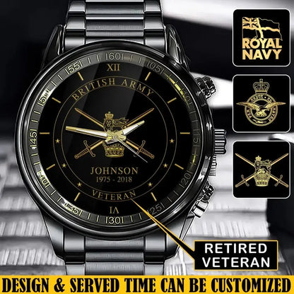 Personalized British Army Logo Custom Name & Time Watch Printed