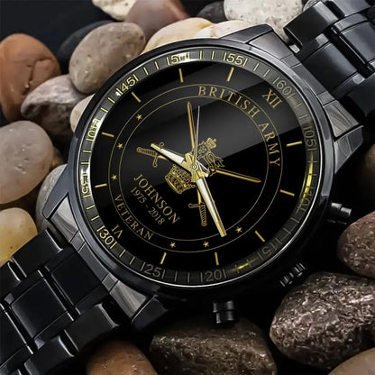 Personalized British Army Logo Custom Name & Time Watch Printed