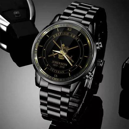 Personalized British Army Logo Custom Name & Time Watch Printed