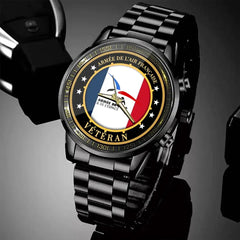 Montre personnalisée avec logo de l'Armée française et impression de l'heure