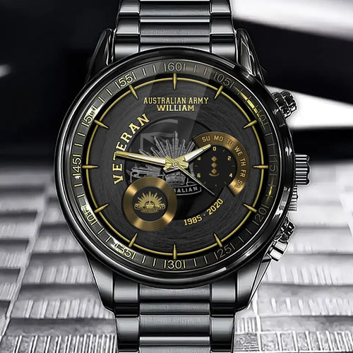 Personalized Australian Army Logo Custom Rank & Name Watch Printed