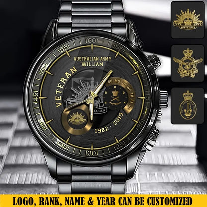 Personalized Australian Army Logo Custom Rank & Name Watch Printed
