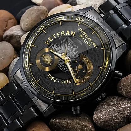 Personalized Australian Army Logo Custom Rank & Name Watch Printed