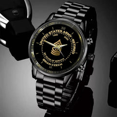 Personalized US Army Retired Custom Rank & Time Watch Printed 2