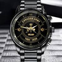 Personalized Canadian Army Veteran Custom Rank & Name Watch