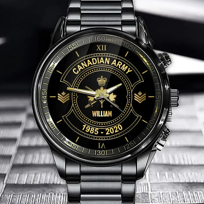 Personalized Canadian Army Veteran Custom Rank & Name Watch
