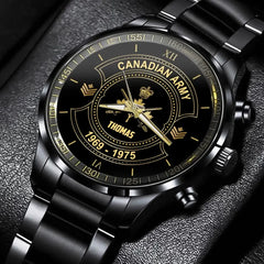 Personalized Canadian Army Veteran Custom Rank & Name Watch