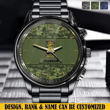 Personalized Canadian Veteran Rank Camo Custom Name Watch