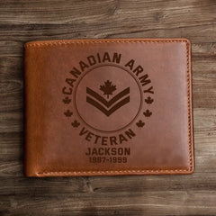 Portefeuille en cuir personnalisé des Forces armées canadiennes (BLOCAGE RFID) 