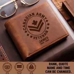 Portefeuille en cuir personnalisé des Forces armées canadiennes (BLOCAGE RFID) 