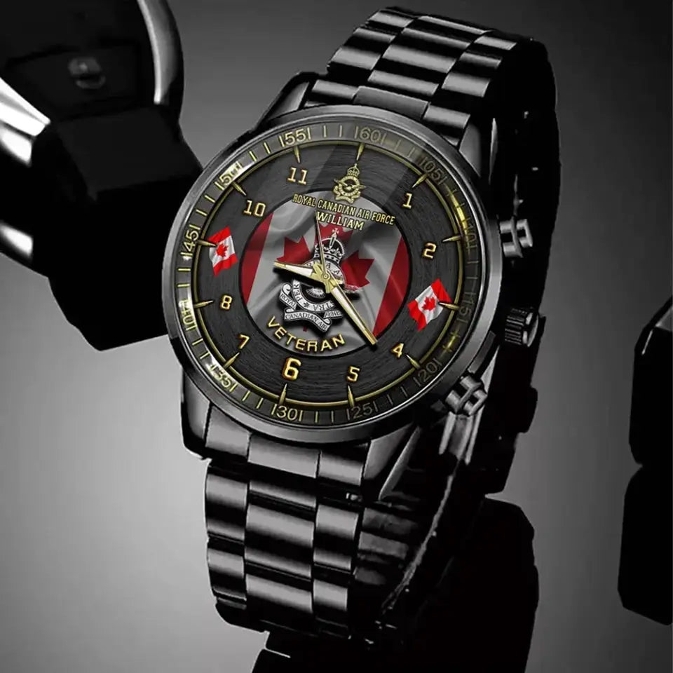 Personalized Canadian Army Logo Canadian Veteran Custom Name Watch Printed