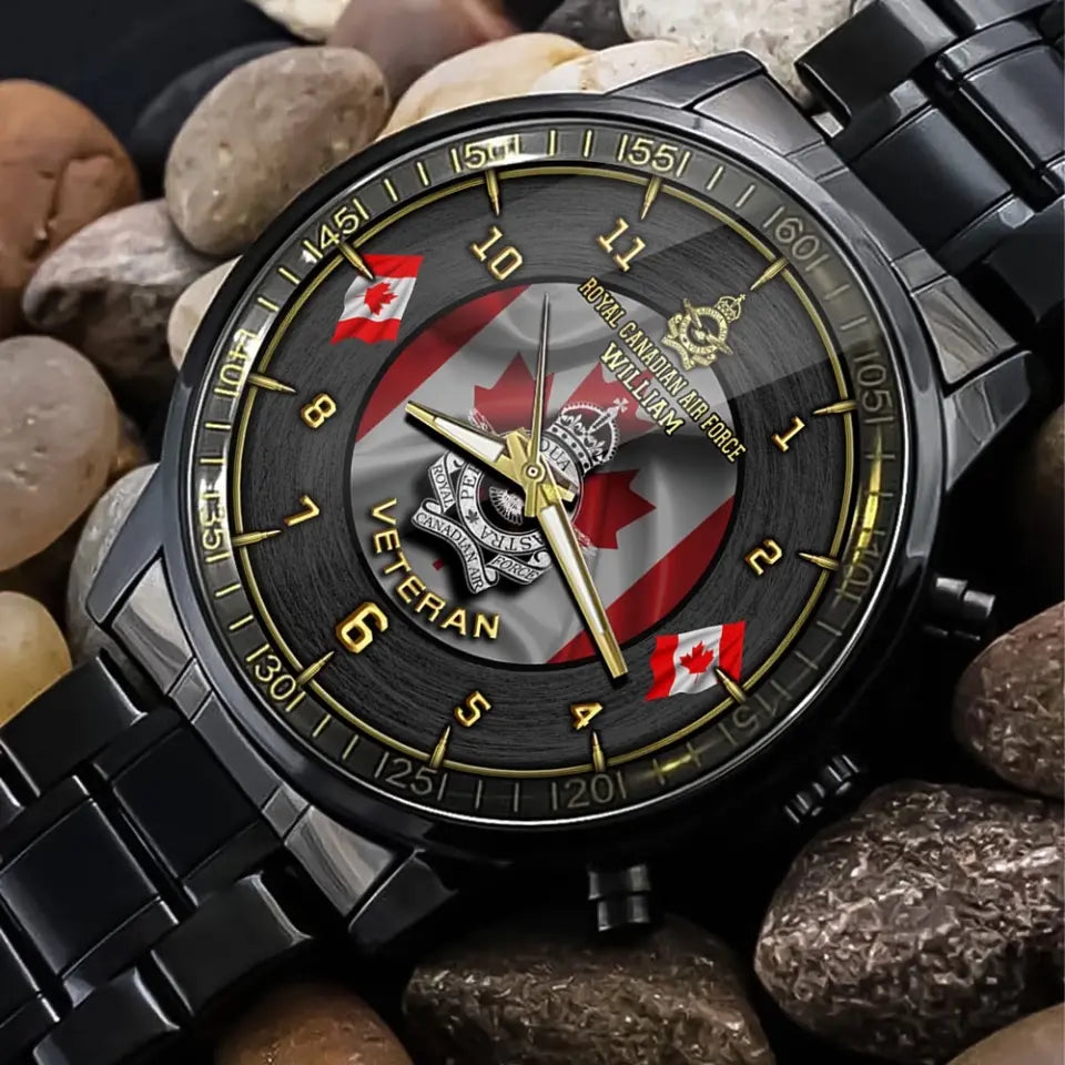 Personalized Canadian Army Logo Canadian Veteran Custom Name Watch Printed