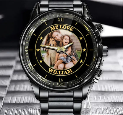 Personalized Upload Your Photo  Custom Title & Name Watch Printed