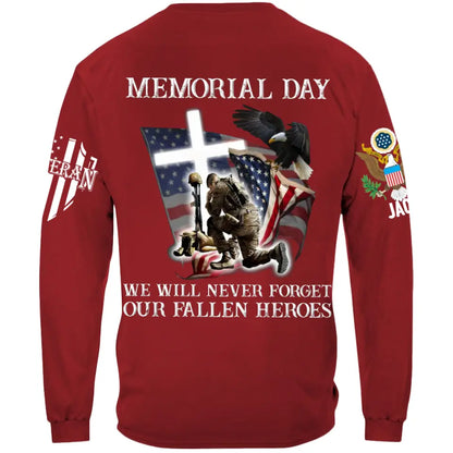 Memorial Day We Will Never Forget - Perfect Gift For Veteran, Grandpa, Dad on Memorial Day, Veterans Day Premium Fit Mens Tee